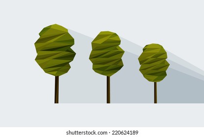 vector low-poly three tree