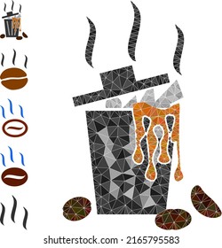 Vektorgrafik mit Low-Poly-Schrott riecht Eimer-Icon-Illustration, die mit chaotischen gefüllten Dreieckteilen entworfen wurde. Triangulierter Müllgeruch Eimer polygonal Symbol Vektorgrafik.