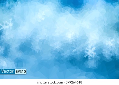 Vector low-poly triangular modern style snowflakes pattern background