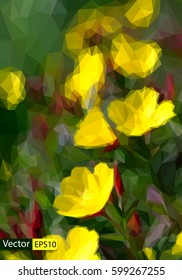 Vector low-poly triangular modern style abstract Oenothera glazioviana flower