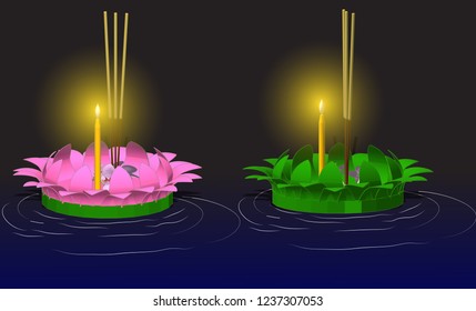 Vector loy krathong, buddhist in thailand
