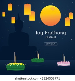 vector loy krathong festival background