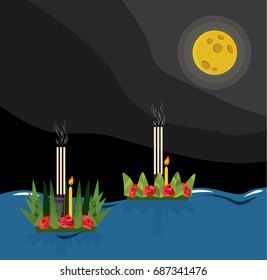 Vector of Loy Kratong Festival, Thailand