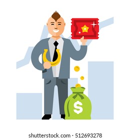 Vector Lucky business. Flat style colorful Cartoon illustration
