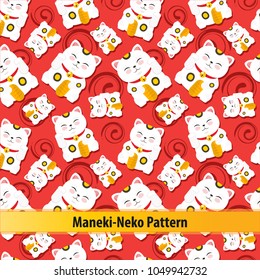 vector lucky cat pattern design - Shutterstock ID 1049942732