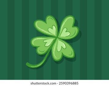 Vector lucky four leaf clover for Patrick's day. Four leaf lucky clover poster. Shamrock.