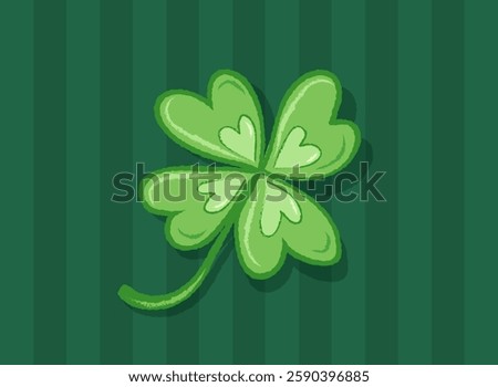 Vector lucky four leaf clover for Patrick's day. Four leaf lucky clover poster. Shamrock.