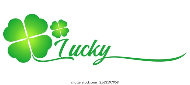 Vector lucky text with clover leaves for St. Patrick's day