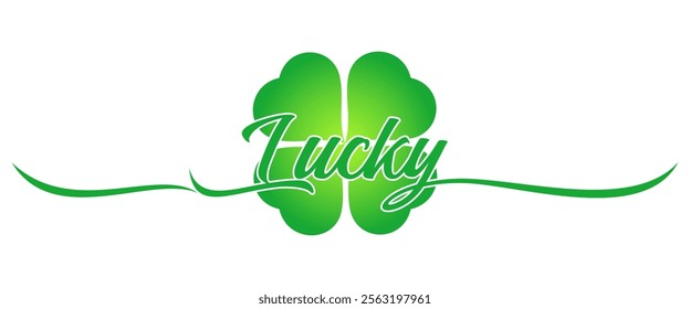 Vector lucky text with clover leaves for St. Patrick's day