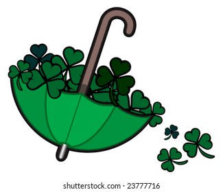 vector lucky umbrella overflowing with shamrocks