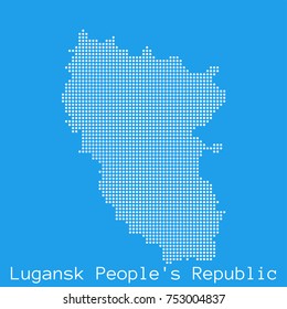 Vector Lugansk People's Republic map silhouette dotted on blue background