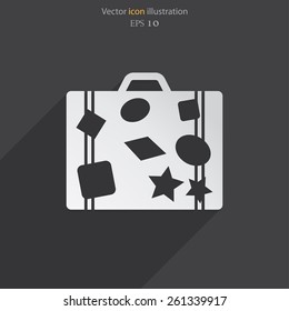 Vector luggage flat icon illustration.