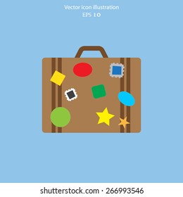 Vector luggage flat icon illustration.