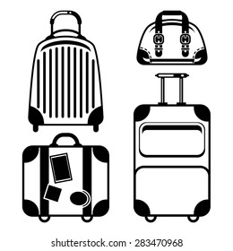 Vector luggage silhouette icon set