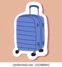 Vector luggage sticker in doodle style. Isolated baggage icon with white contour