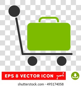 Vector Luggage Trolley EPS vector icon. Illustration style is flat iconic bicolor eco green and gray symbol on a transparent background.