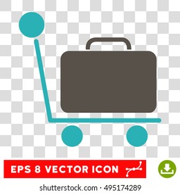 Vector Luggage Trolley EPS vector icon. Illustration style is flat iconic bicolor grey and cyan symbol on a transparent background.