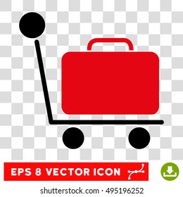 Vector Luggage Trolley EPS vector icon. Illustration style is flat iconic bicolor intensive red and black symbol on a transparent background.