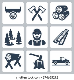 Vector lumberjack icons set