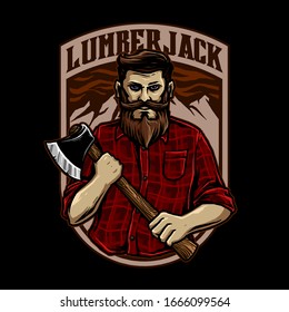 vector of lumberjack man with axe illustration