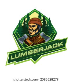 vector lumberjack portrait, sticker, emblem, logo. Created without using ai