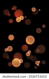 Vector luminous highlights. Abstract magical lighting effect with golden highlights of bokeh on a black background.