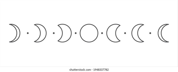 Vector lunar phase of the moon Simple circle shape design Isolated on white background.