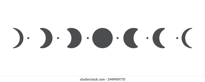 Vector lunar phase of the moon Simple circle shape design Isolated on white background.