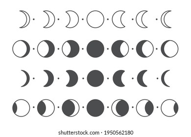 Fase lunar vectorial de la luna Diseño de forma de círculo simple Aislado sobre fondo blanco.