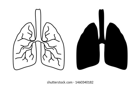 Vector lung icons on white background.