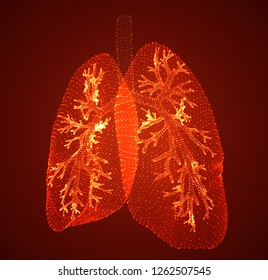 vector lungs and bronchi. vector design. point and dot style