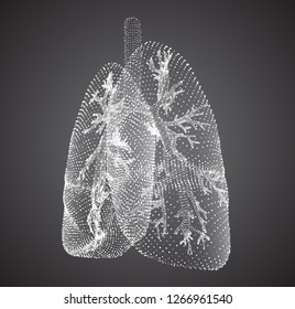vector lungs and bronchi. vector design. point and dot style