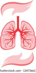 Vector lungs and hands icons. Red and white. Simply change.