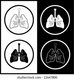 Iconos de pulmones vectoriales. Blanco y negro. Simplemente cambia.