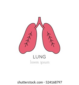 Vector lungs thin line icon, logo template illustration. Part of Organ Donation set. Colored pictogram, healthcare medicine isolated symbol. Simple mono linear modern design.