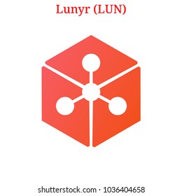 Vector Lunyr (LUN) digital cryptocurrency logo. Lunyr (LUN) icon. Vector illustration isolated on white background.