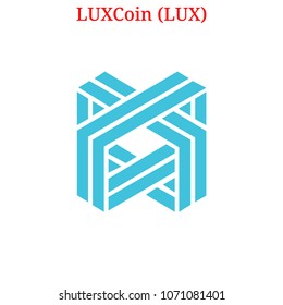 Vector LUXCoin (LUX) digital cryptocurrency logo. LUXCoin (LUX) icon. Vector illustration isolated on white background.