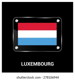 Vector Luxembourg Flag glass plate with metal holders - Country name label in bottom