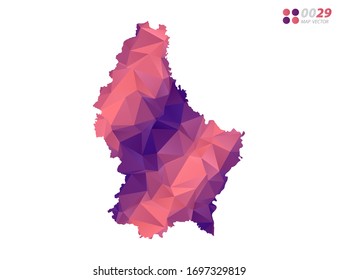 Vector de Luxemburgo cartografía colorido polígono triángulo rojo mosaico con fondo blanco. degradado de estilo.