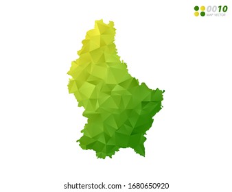 Vector Luxembourg map green and yellow polygon triangle mosaic with white background. style gradient.