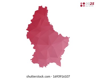 Vector of Luxembourg map red polygon triangle mosaic with white background. style gradient.