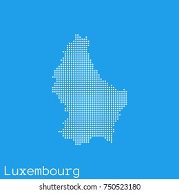 Vector Luxembourg map silhouette dotted on blue background