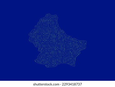 Vector Luxembourg map for technology or innovation or it concepts. Minimalist country border filled with 1s and 0s. File is suitable for digital editing and prints of all sizes.