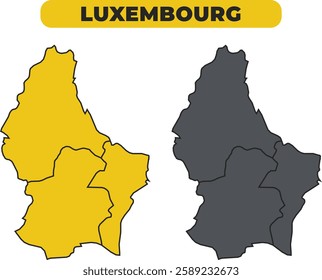 Vector Luxembourg outline illustration map set