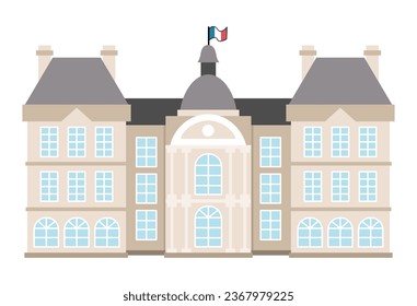 Icono del palacio del Vector de Luxemburgo. Ilustración visual de París. La Francia tradicional es un hito. Lugar de interés histórico-plano francés aislado sobre fondo blanco
