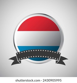 Vector Luxembourg Round Flag Banner Vector Illustration