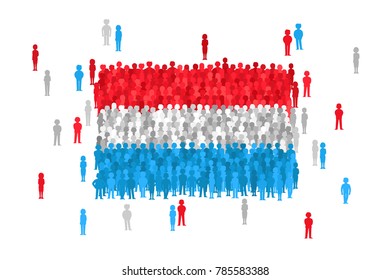 Vector Luxembourg state flag formed by crowd of cartoon people