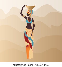 Vector, Luxurious African Woman In Traditional Dress 