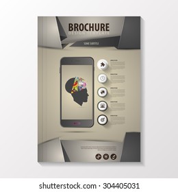 Vector luxurious brochure template design with origami style. Infographic creative mind. Illustration