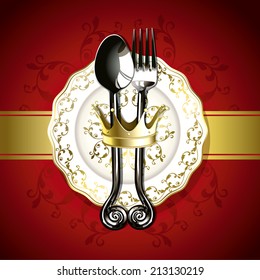 Vector of luxurious gold utensil. For Poster, Menu, Banner